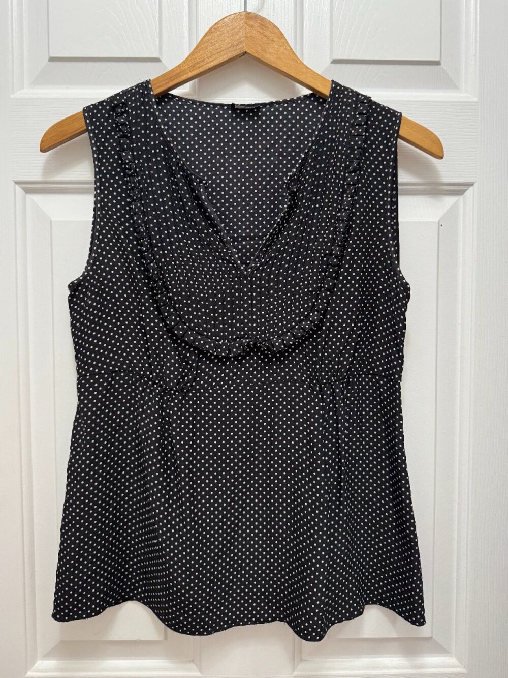 J. Crew Dark Navy Polka Dot Silk Top
